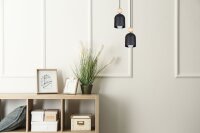 Lampe à suspendre ronde Noir Métal Bois...