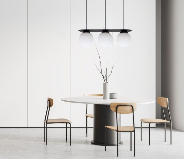Blendarme Lampe à suspendre boules en verre E27 3-flmg noir