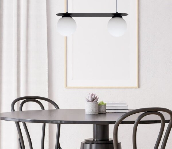 Blendarme Suspension Boules de verre E27 2-flmg Noir
