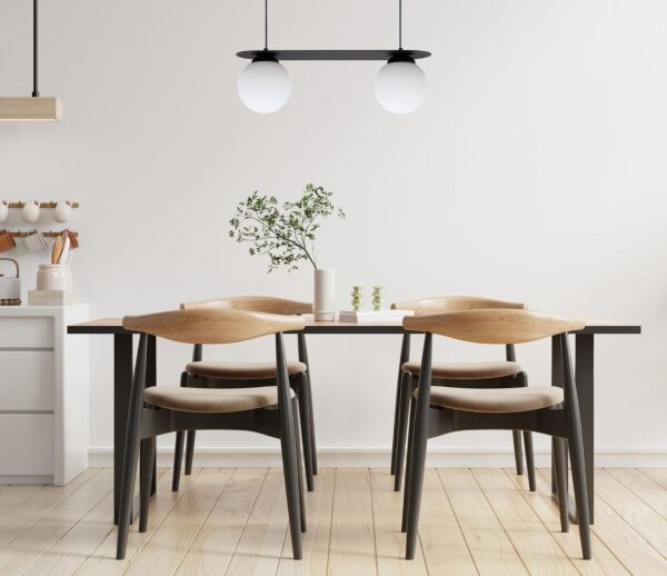 Blendarme Suspension Boules de verre E27 2-flmg Noir