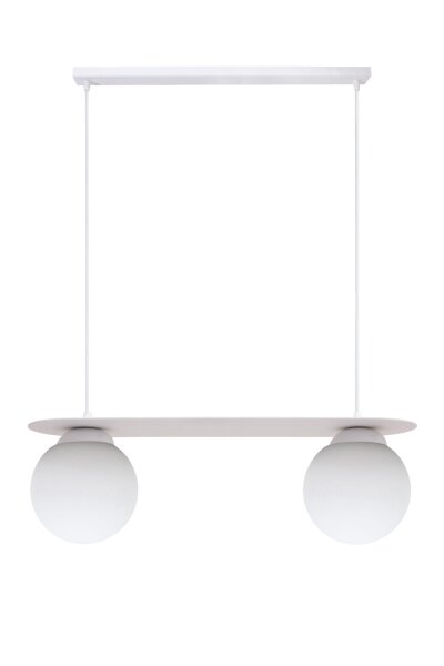 Lampe à suspendre 2 flammes boules de verre blanc 50 cm E27 anti-éblouissement