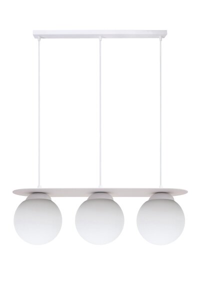 Lampe à suspendre 3 flammes boules en verre blanc 50 cm E27 anti-éblouissement