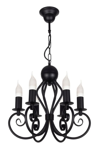 Lustre Vintage Noir E14 6 flammes Classique