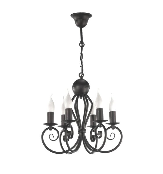 Lustre Vintage Noir E14 6 flammes Classique