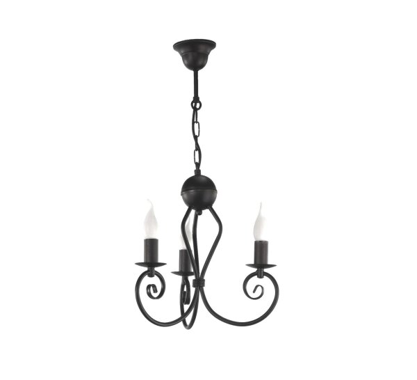 Lustre Vintage Métal Noir E14 L:36 cm Bougies