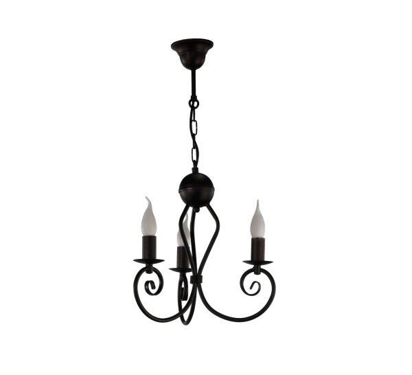 Lustre Vintage Métal Noir E14 L:36 cm Bougies