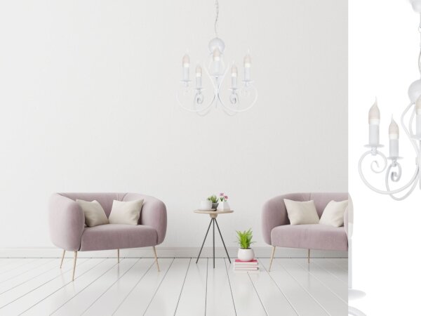 Lustre Vintage Blanc E14 5 flammes Classique