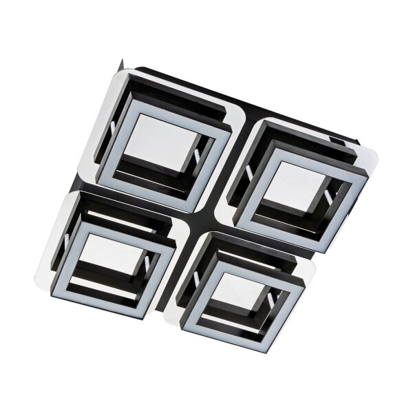 Plafonnier LED L : 25 cm Acier inoxydable en noir Chrome 4200 K