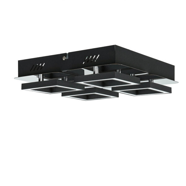 Plafonnier LED L : 25 cm Acier inoxydable en noir Chrome 4200 K
