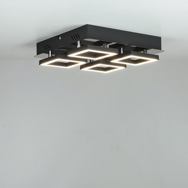 Plafonnier LED L : 25 cm Acier inoxydable en noir Chrome 4200 K