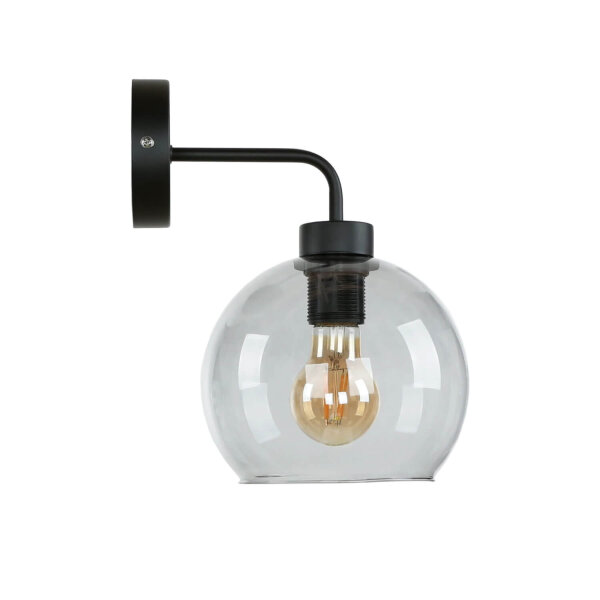Applique murale verre sphère abat-jour gris noir KANZENE