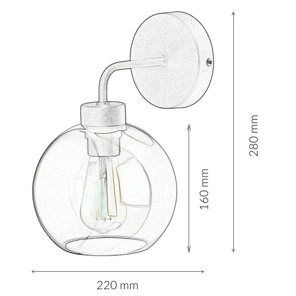 Applique murale verre sphère abat-jour gris noir KANZENE