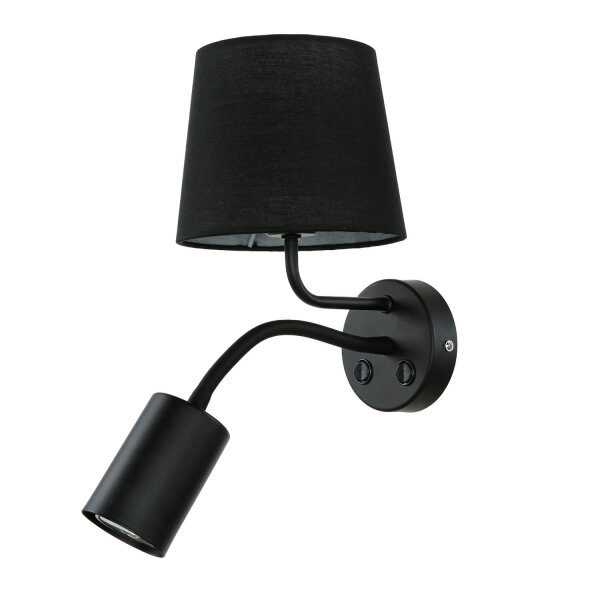 Applique murale pratique noire avec lampe de lecture GU10
