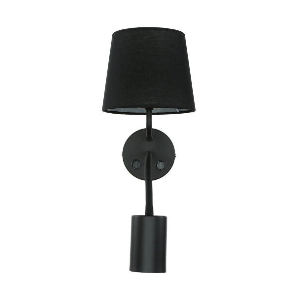Applique murale pratique noire avec lampe de lecture GU10