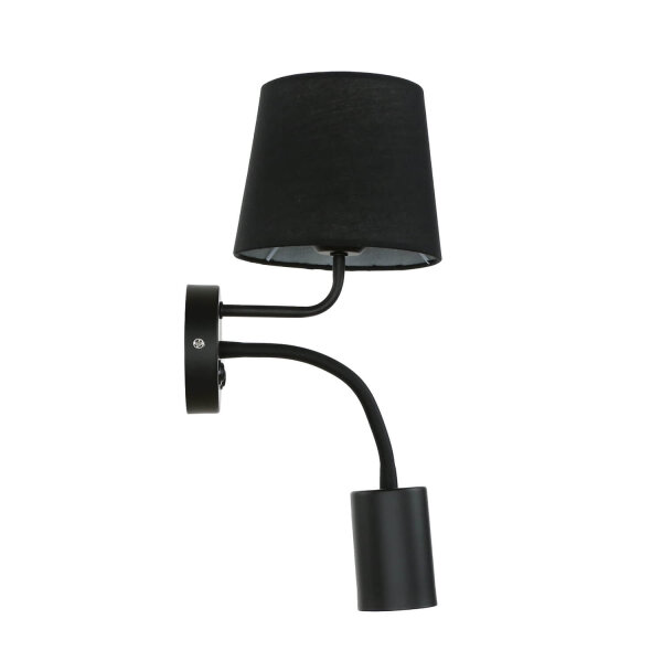 Applique murale pratique noire avec lampe de lecture GU10