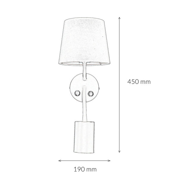 Applique murale pratique noire avec lampe de lecture GU10