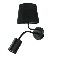 Applique murale pratique noire avec lampe de lecture GU10