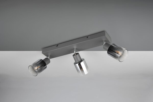 Spot de plafond réglable verre fumé métal E14 3 flammes