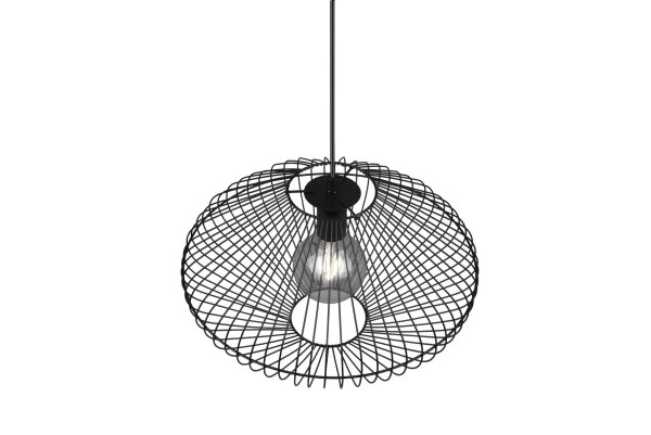 Lampe à suspendre noire Abat-jour filaire Métal E27 Ø38 cm Rétro