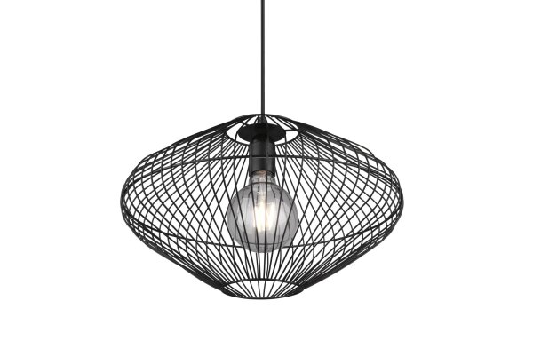 Lampe à suspendre noire Abat-jour filaire Métal E27 Ø38 cm Rétro
