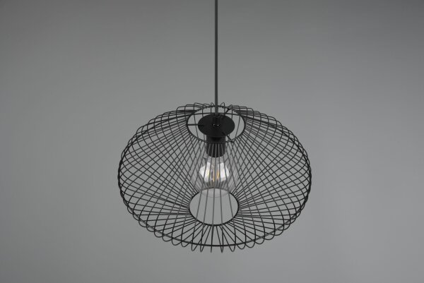 Lampe à suspendre noire Abat-jour filaire Métal E27 Ø38 cm Rétro