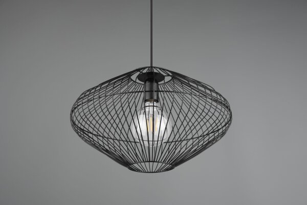 Lampe à suspendre noire Abat-jour filaire Métal E27 Ø38 cm Rétro