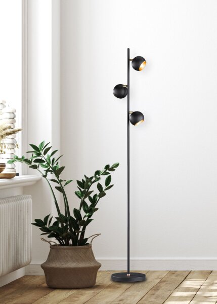 Petit lampadaire en métal G9 155 cm de haut en noir et or