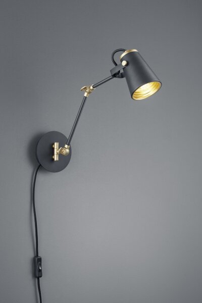 Spot mural mobile métal bras pivotant H:25 cm noir