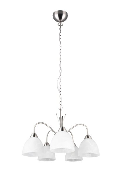 Blendarme Lampe suspendue métal verre nickel blanc 5-flmg