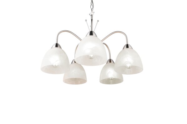 Blendarme Lampe suspendue métal verre nickel blanc 5-flmg
