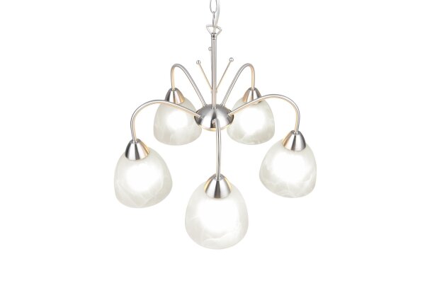 Blendarme Lampe suspendue métal verre nickel blanc 5-flmg