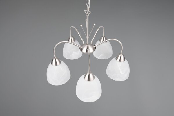 Blendarme Lampe suspendue métal verre nickel blanc 5-flmg