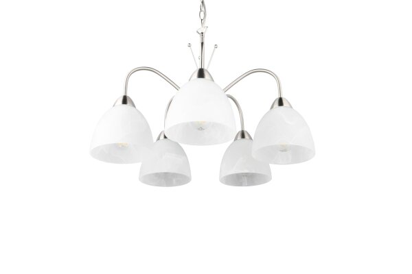 Blendarme Lampe suspendue métal verre nickel blanc 5-flmg