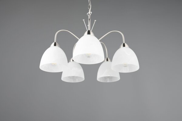 Blendarme Lampe suspendue métal verre nickel blanc 5-flmg