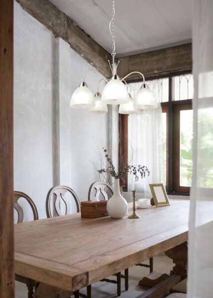 Blendarme Lampe suspendue métal verre nickel blanc 5-flmg