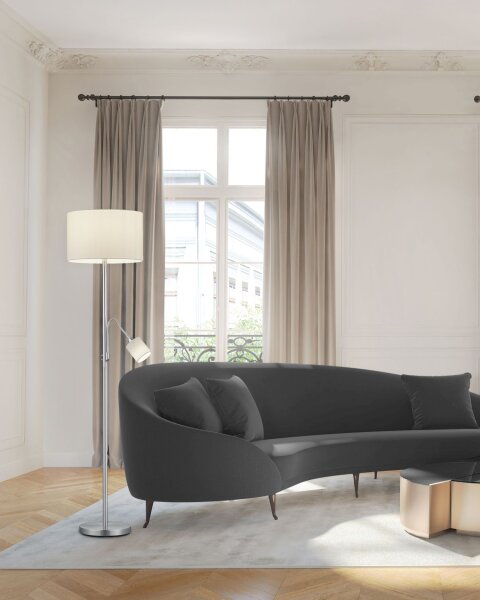 Lampadaire Tissu Métal hauteur 170 cm E27 E14 Nickel Blanc
