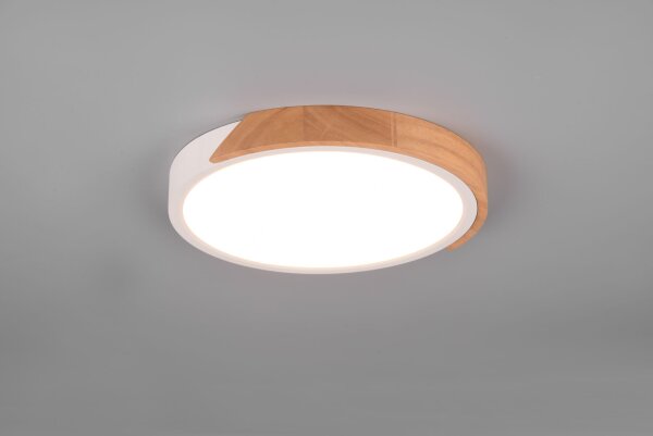 Blendarme Lampe de plafonnier LED bois rond Ø31,5 cm 20 W blanc