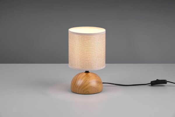 Lampe de table tissu anti-éblouissement céramique E14 23 cm Naturel Beige