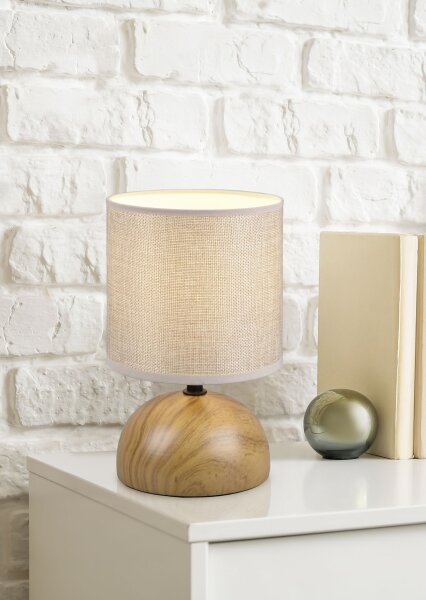 Lampe de table tissu anti-éblouissement céramique E14 23 cm Naturel Beige