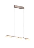 Suspension LED m&eacute;tal verre nickel 3 flammes 102 cm