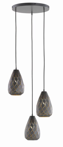 Lampe à suspendre géométrique métal anthracite E27 Ø35 cm