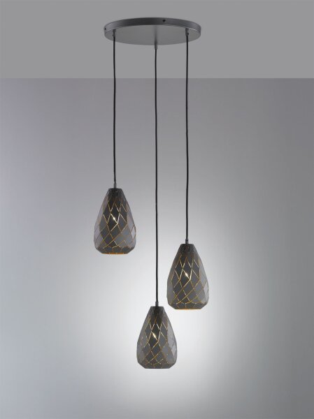 Lampe à suspendre géométrique métal anthracite E27 Ø35 cm