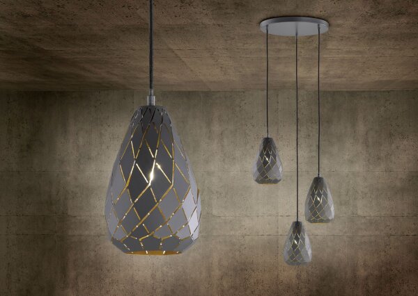 Lampe à suspendre géométrique métal anthracite E27 Ø35 cm