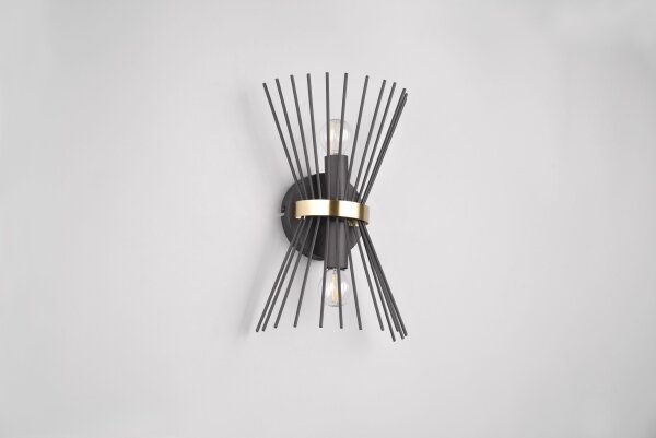 Applique décorative Noir Or E27 H:31 cm 2-flmg