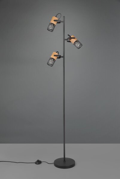 Lampadaire orientable métal bois 150 cm E14 Vintage