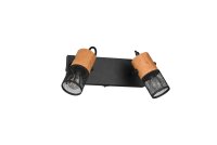 Applique flexible m&eacute;tal bois L:26 cm E14 interrupteur