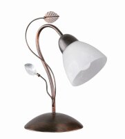 Lampe de table florale métal verre E14 32 cm...