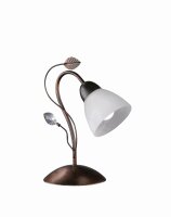 Lampe de table florale métal verre E14 32 cm...