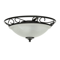 Plafonnier rustique blanc noir verre albâtre