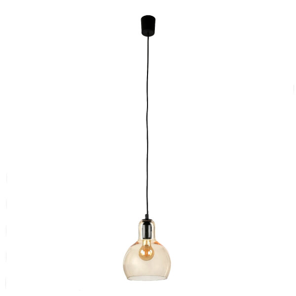 Suspension E27 Ø 18 cm verre orange chrome